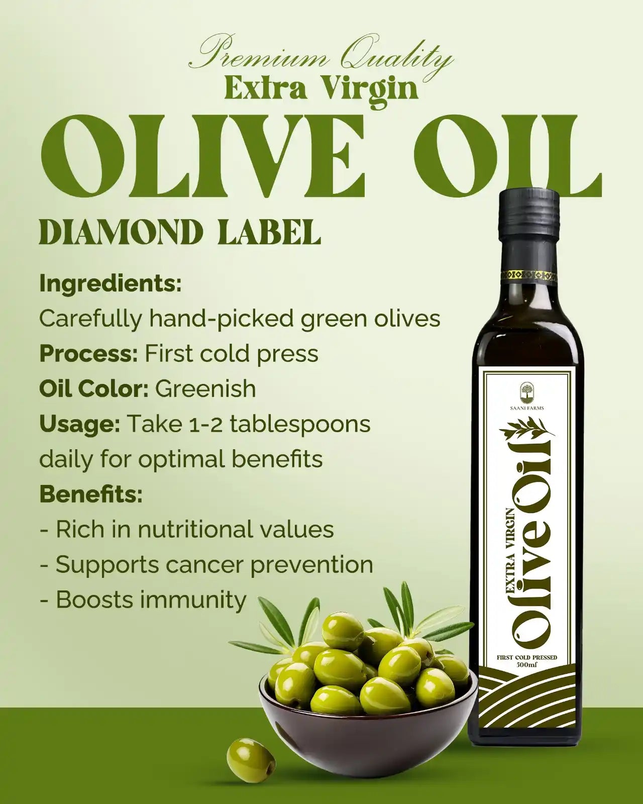 Extra Virgin Olive Oil Diamond Label product bottle front label